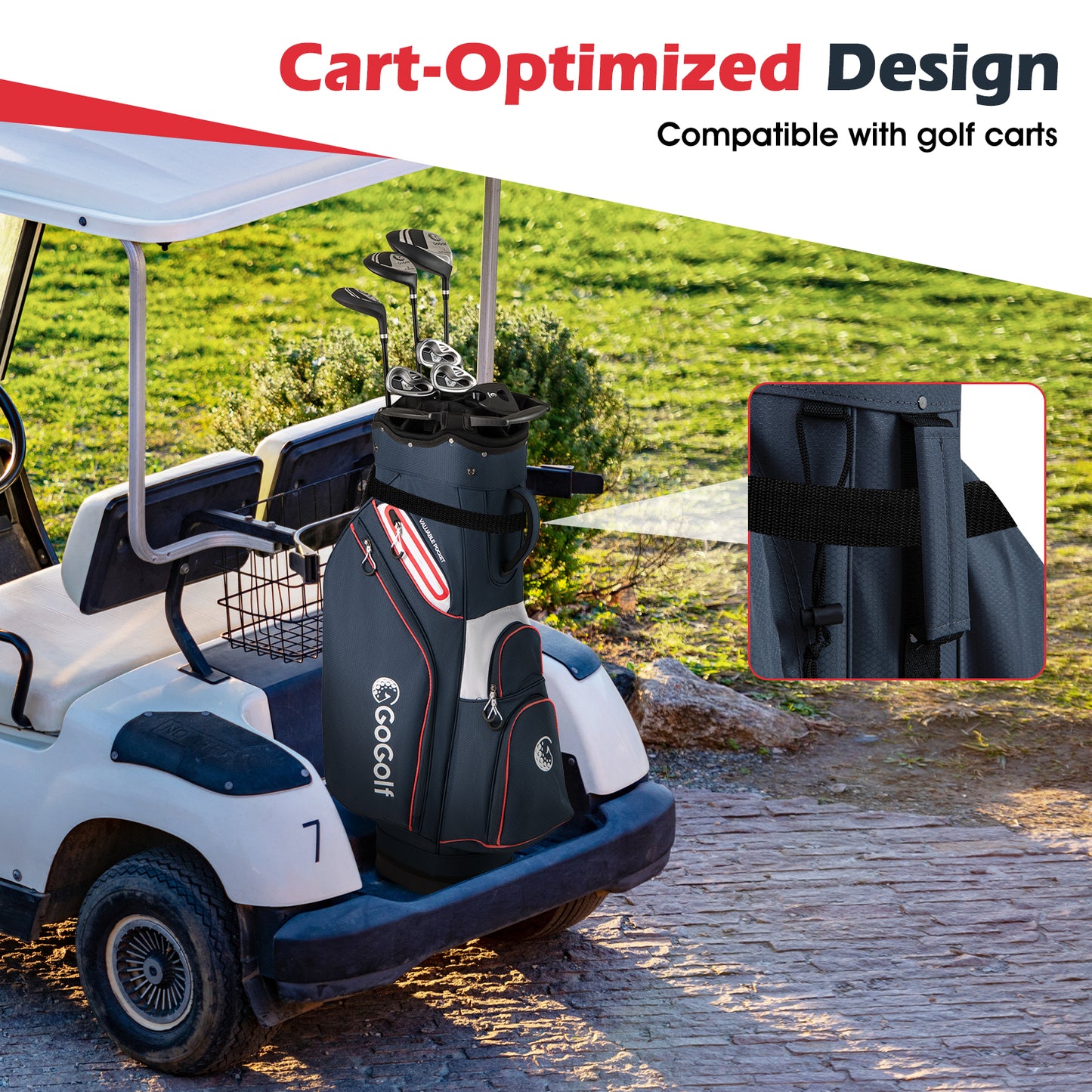 Golf Cart Bag Lightweight Portable Golf Club Organizer Bag-Navy