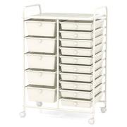 15-Drawer Utility Rolling Organizer Cart Multi-Use Storage-White