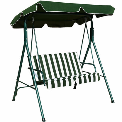 Loveseat Cushioned Patio Steel Frame Swing Glider -Green - Green