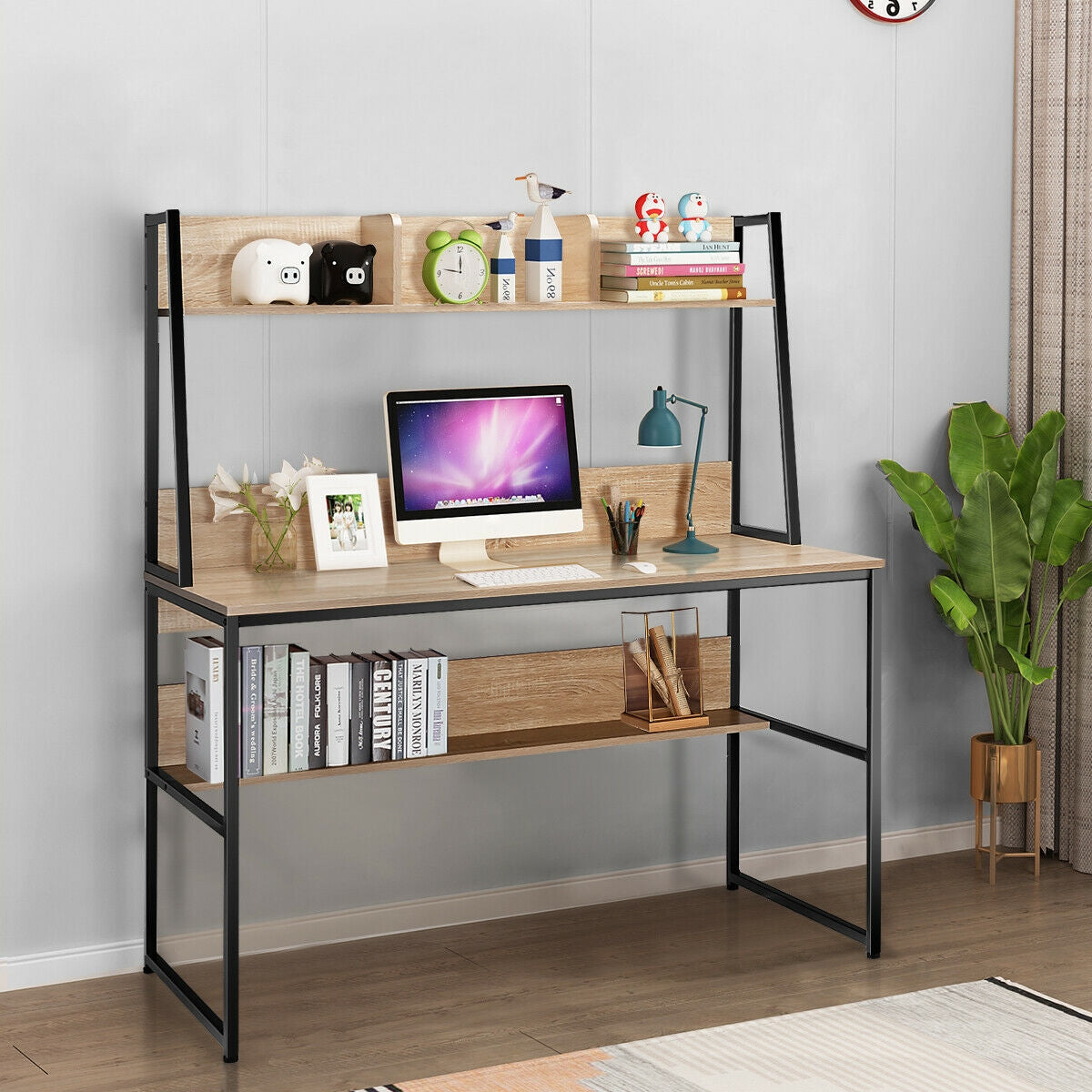 47-Inch Computer Desk Writing Study Table Workstation-Natural