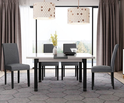 Set of 2 Fabric Upholstered Dining Chairs with Nailhead
