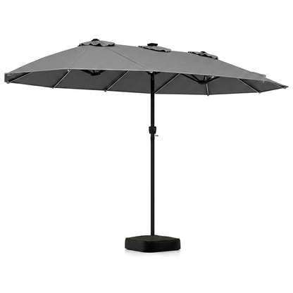 15.5 ft Patio Umbrella with Solar LED Lights and Base