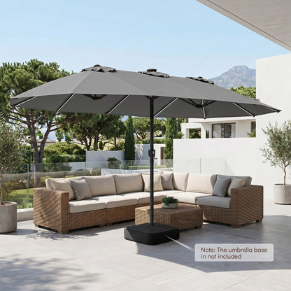 Patio Umbrella 15.5ft with Solar LED Lights and Crank
