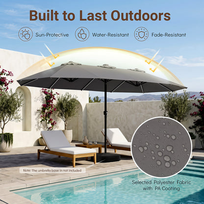 Patio Umbrella 15.5ft with Solar LED Lights and Crank