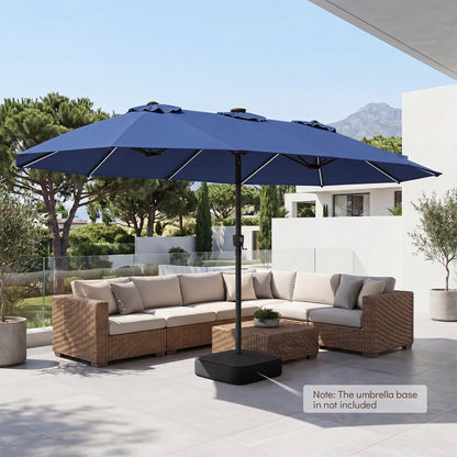 Patio Umbrella 15.5ft with Solar LED Lights and Crank