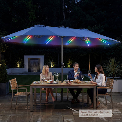 Patio Umbrella 15.5ft with Solar LED Lights and Crank