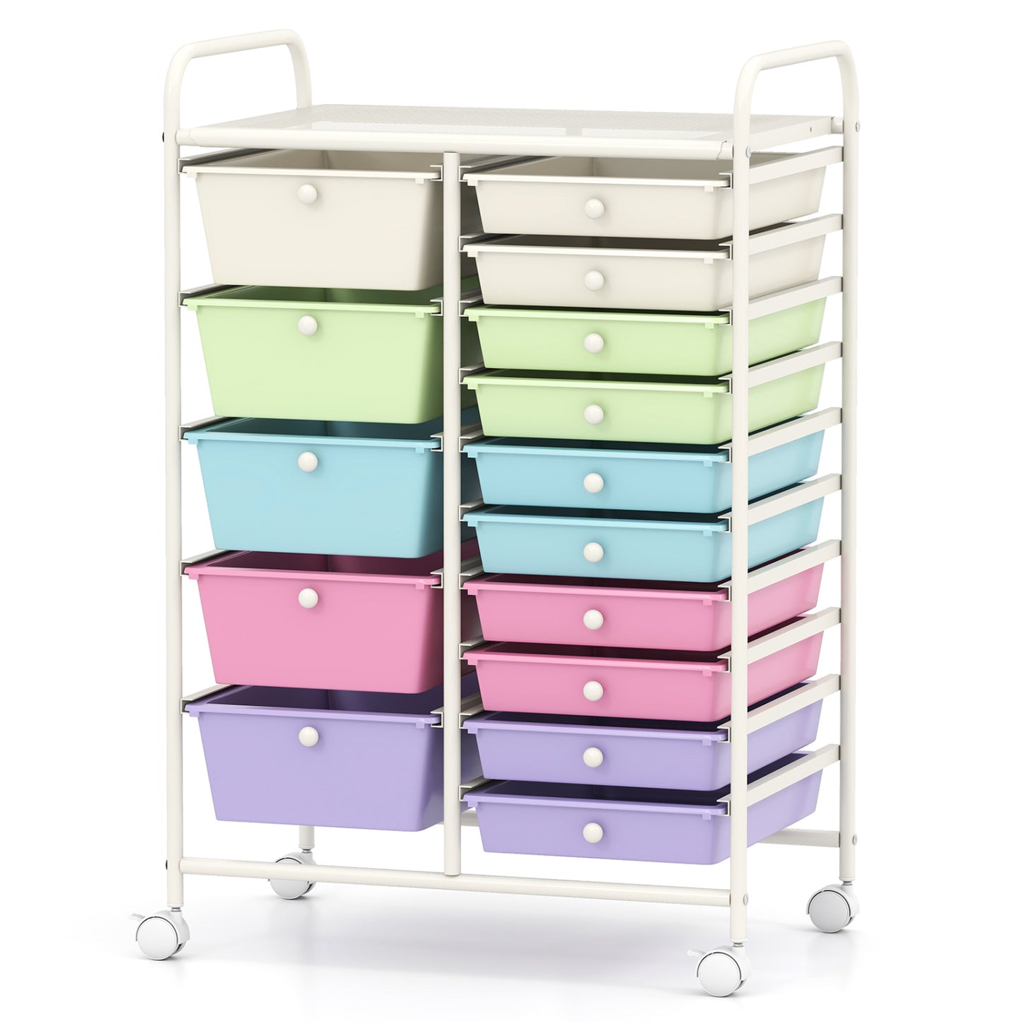 15-Drawer Utility Rolling Organizer Cart Multi-Use Storage-Purple - Icecream Multicolor