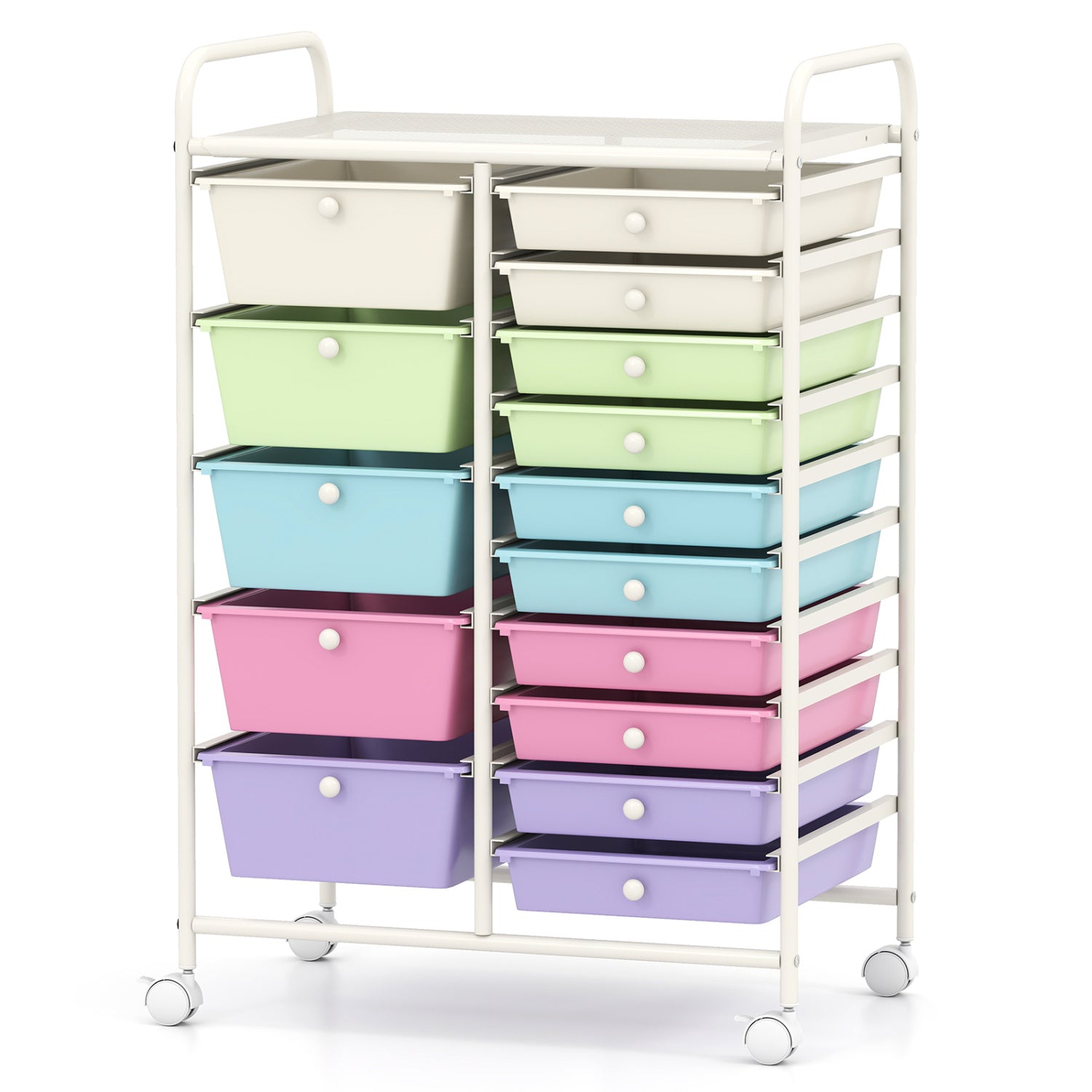 15-Drawer Utility Rolling Organizer Cart Multi-Use Storage-Purple - Icecream Multicolor