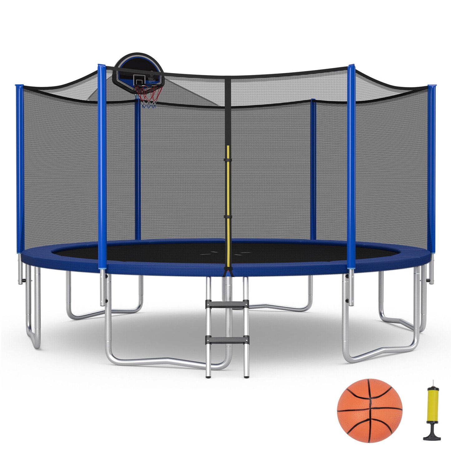 15/16 Feet Outdoor Recreational Trampoline with Enclosure Net-15ft - 15Ft