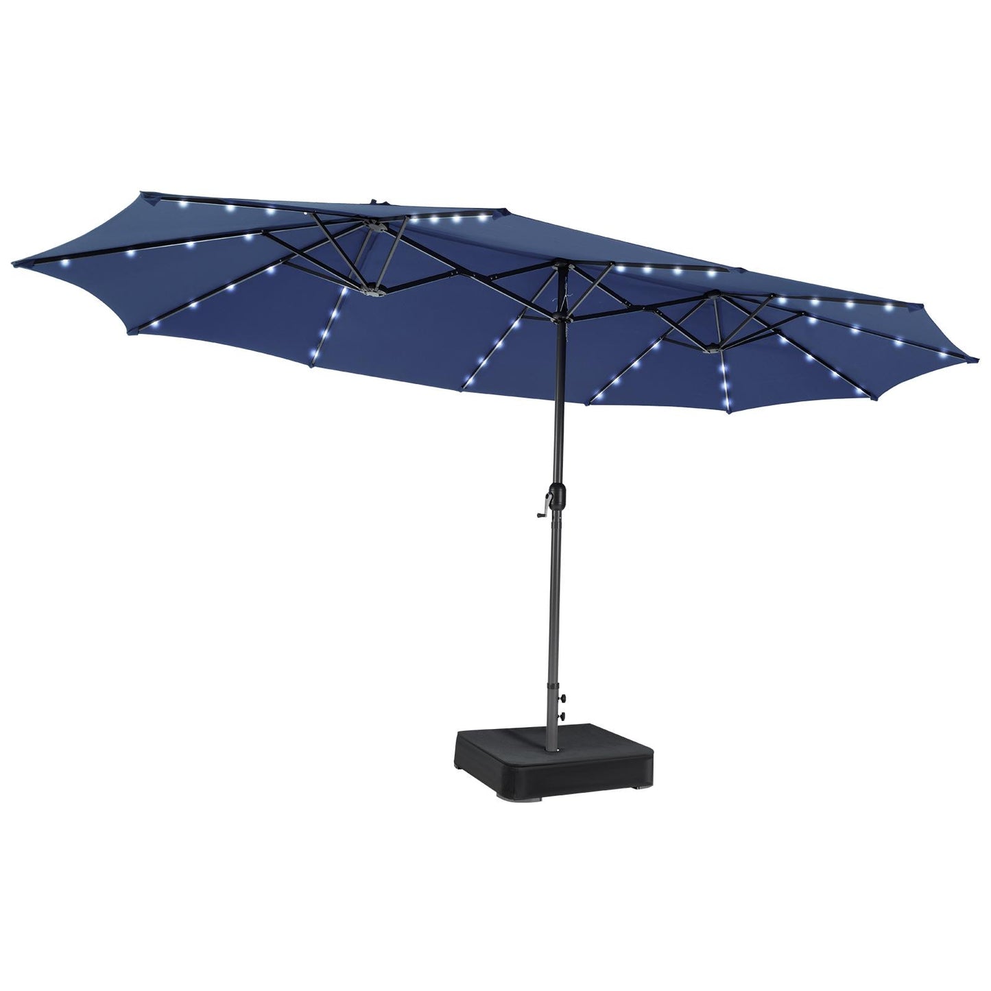 15 Feet Double-Sided Patio Umbrella with 48 LED Lights-Navy - Navy