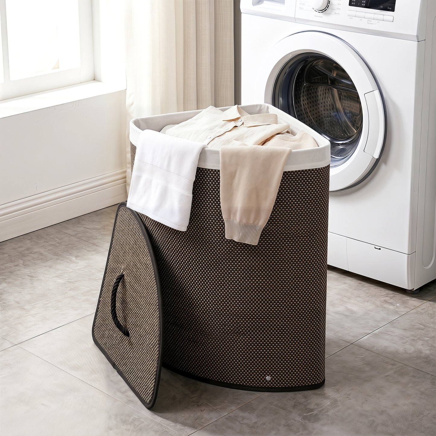 15 Gallon Bamboo Laundry Hamper with Removable Liner