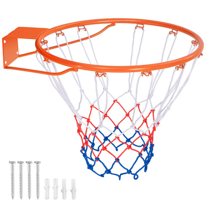 15 Inch Basketball Rim Goal Replacement with All Weather Net and Mounting Hardware