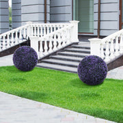 15 Inch Round Artificial Plant Boxwood Topiary Balls Set of 2 for Indoor Outdoor-Purple