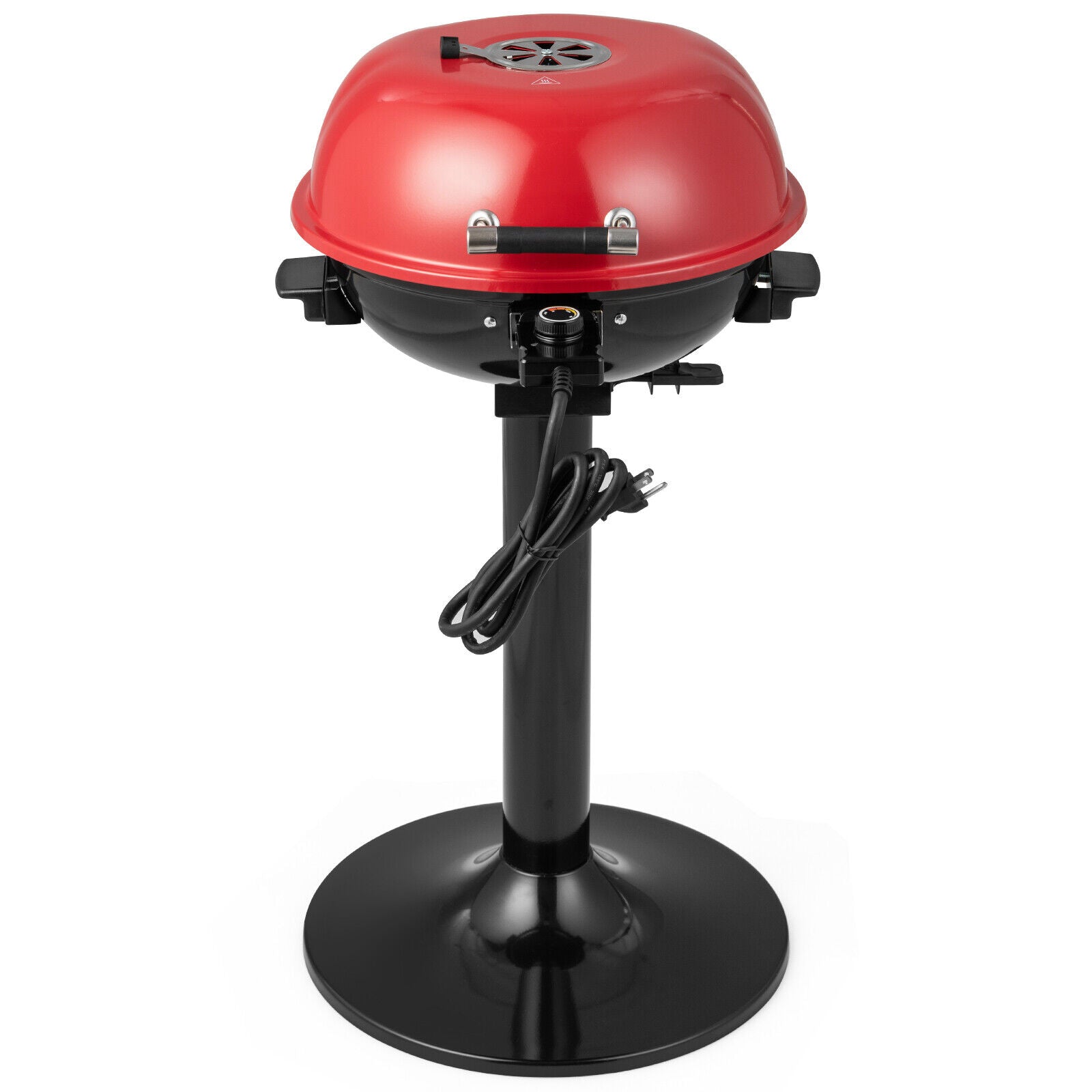 1600W Electric BBQ Grill with Removable Non-Stick Warming Rack-Red - Red