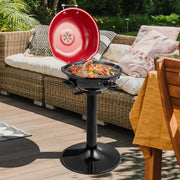1600W Electric BBQ Grill with Removable Non-Stick Warming Rack-Red