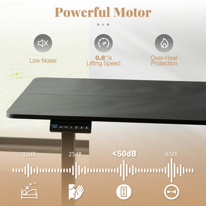 48 Inch x 24 Inch Ergonomic Electric Standing Desk with 3 Memory Settings for Home Office-Black