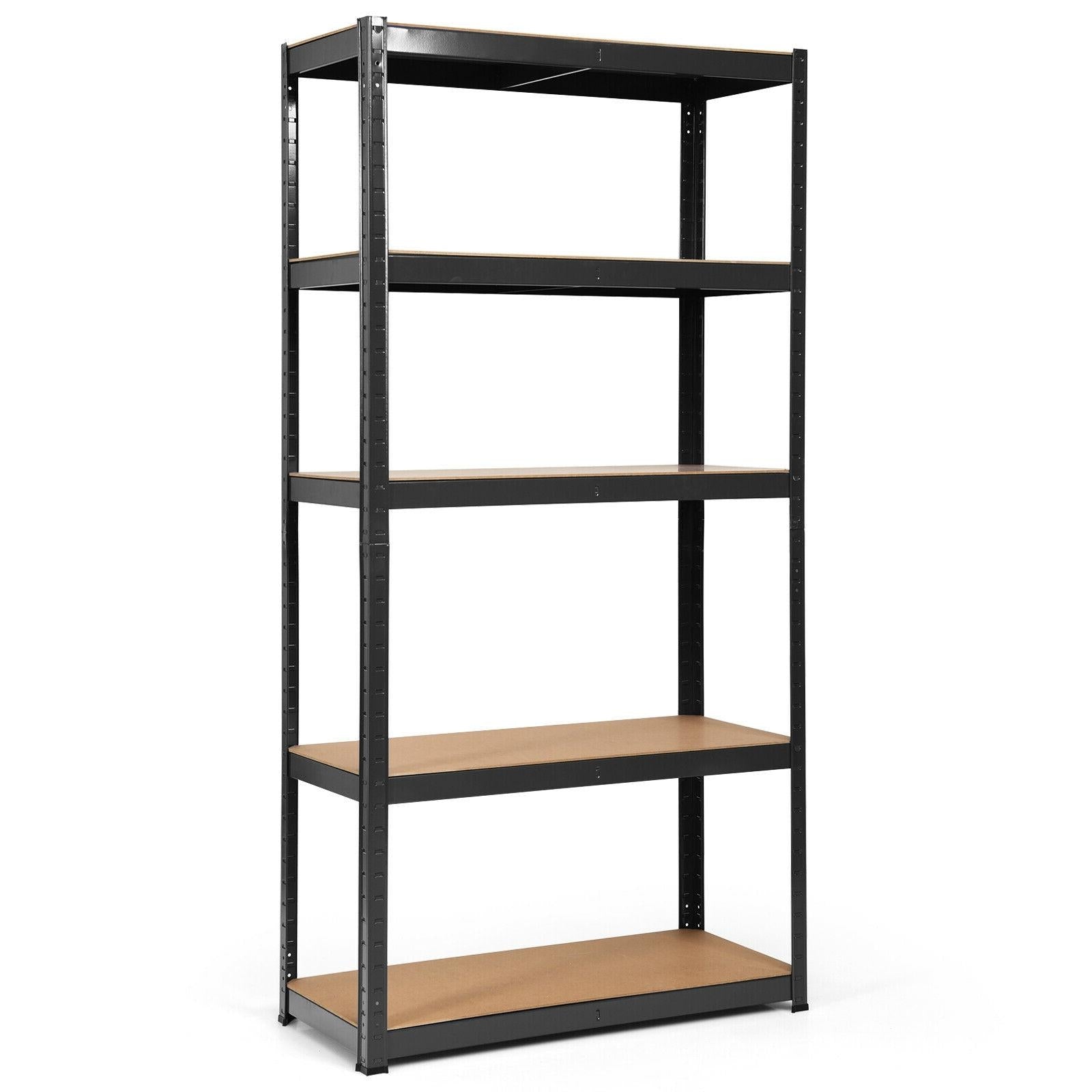 72 Inch Storage Shelf Steel Metal 5 Levels Adjustable Shelves - Black