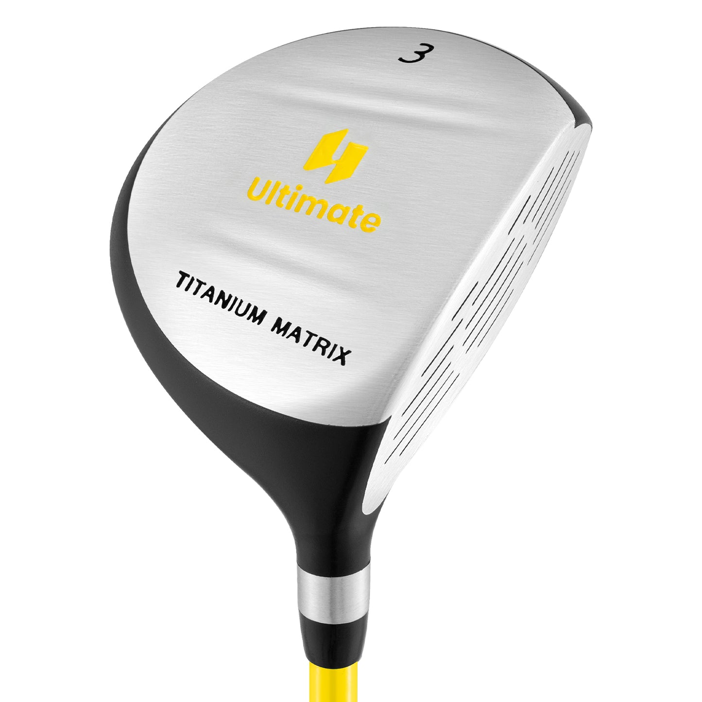 34 Inch 165CC Junior #3 Fairway Wood Golf Club with Fiberglass Shaft for Kids Ages 8-10-Green - Yellow