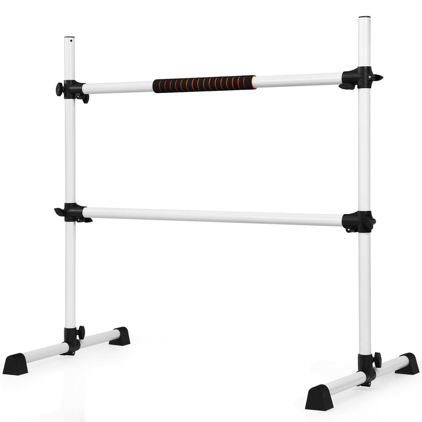 4 Feet Portable Ballet Barre with Adjustable Height-Pink - Gray
