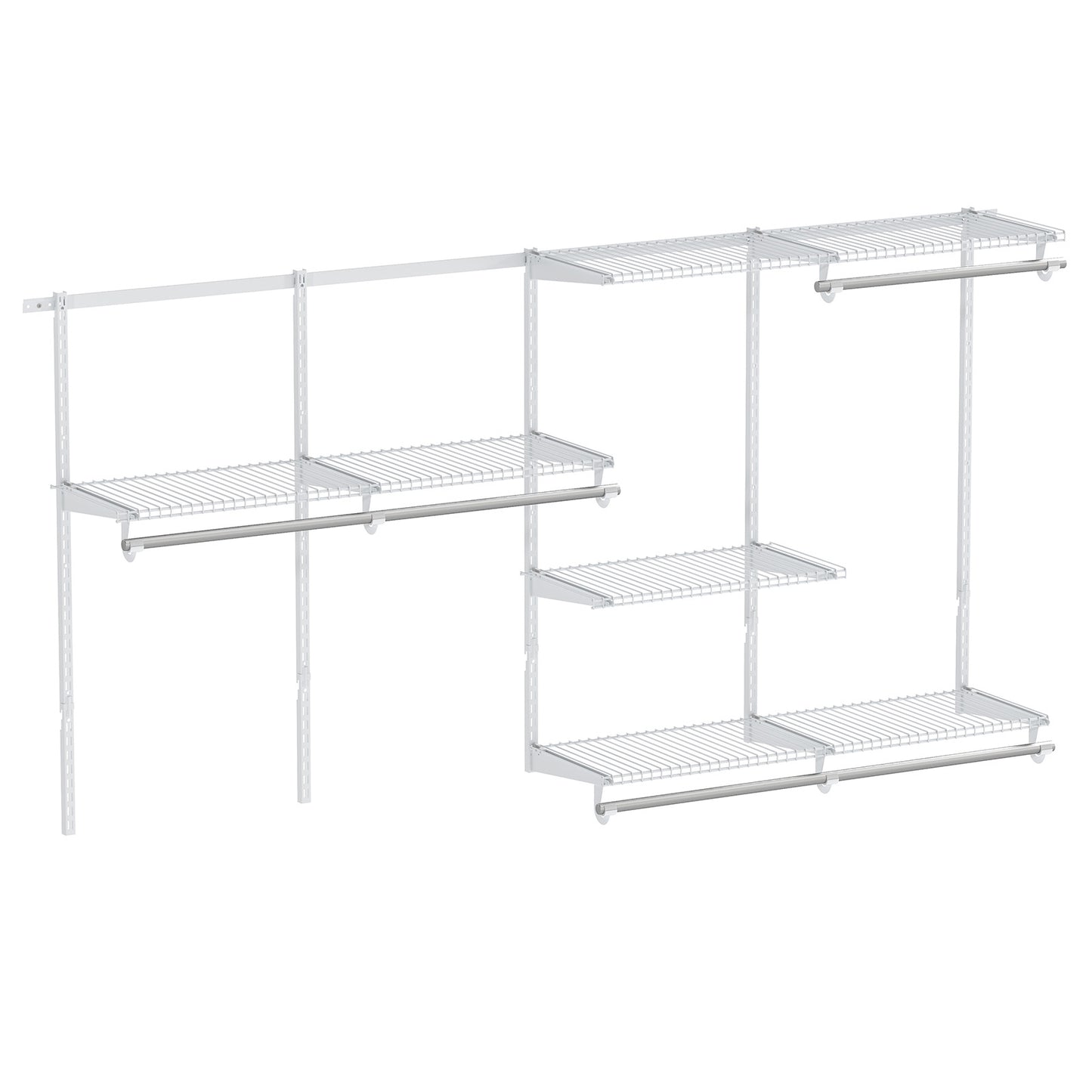 Closet System 4-8 FT Wall-Mounted Closet Shelves and Rod-White