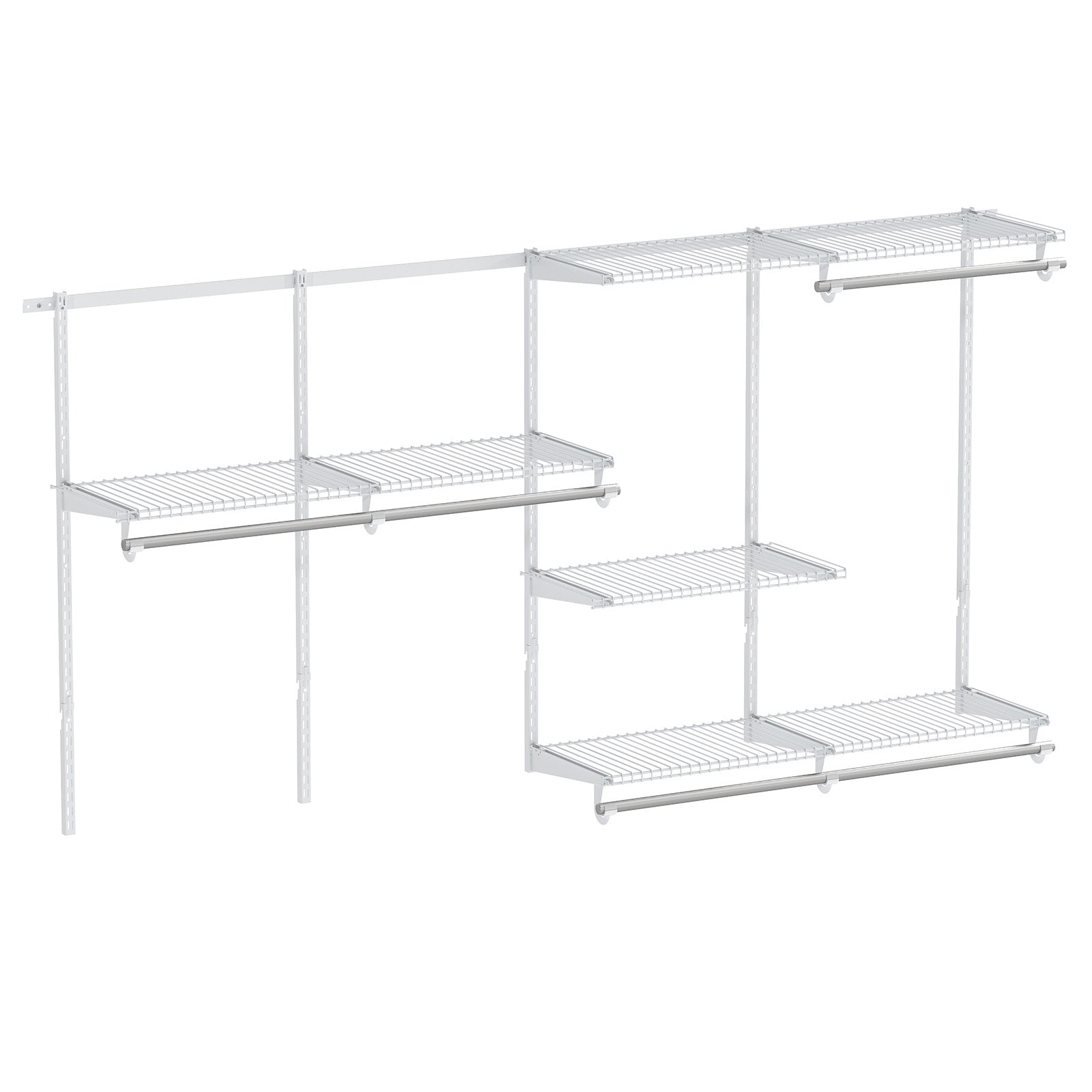 Closet System 4-8 FT Wall-Mounted Closet Shelves and Rod-White