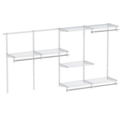 Closet System 4-8 FT Wall-Mounted Closet Shelves and Rod-White