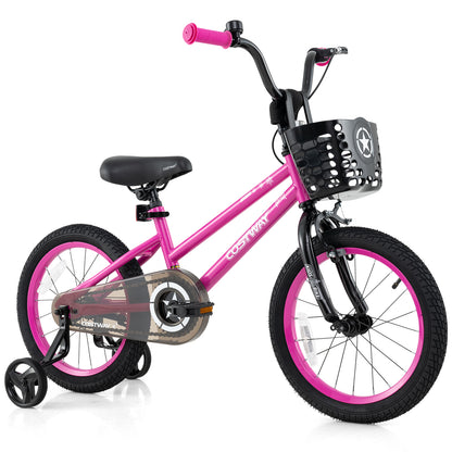 12 Inch Kids Bike Adjustable Bicycle with Front Basket for Children Aged 3-4 Years Old - 7 Years Old