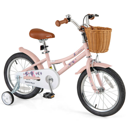 18 Inch Kids Bike Retro Bicycle with Adjustable Height and Basket for Ages 4-8 Years Old-18 inches - 16 Inches