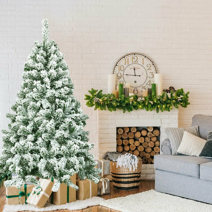 4.5 Feet Snow Flocked Artificial Christmas Tree with 400 Tips