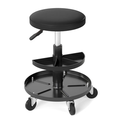 Adjustable Rolling Mechanic Stool with Tool Trays
