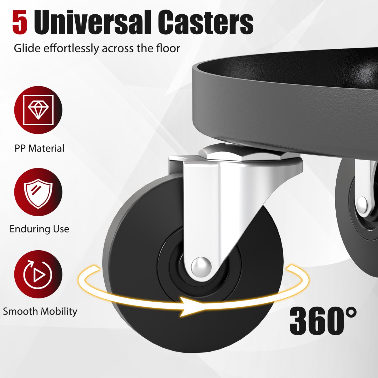 Adjustable Rolling Mechanic Stool with Tool Trays