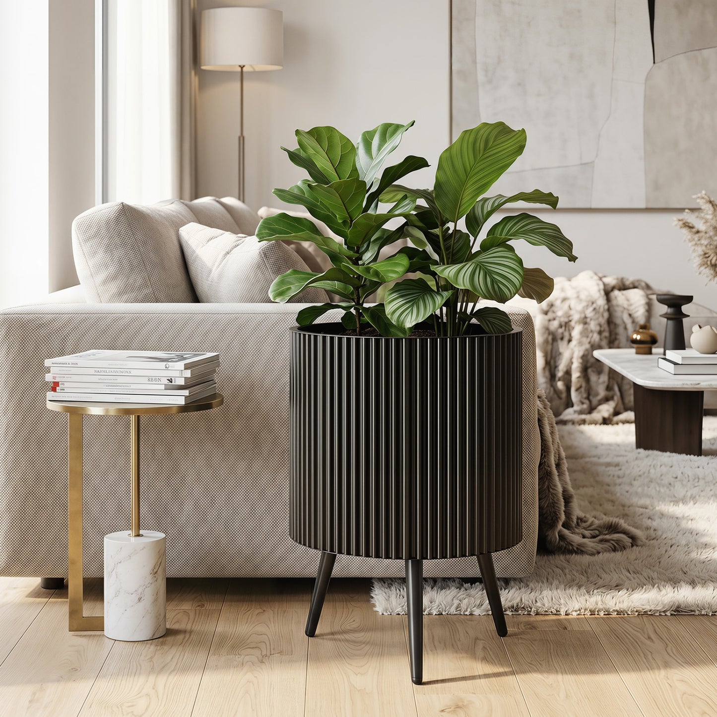 20-Inch Raised Metal Planter with Stand and Drainage Holes
