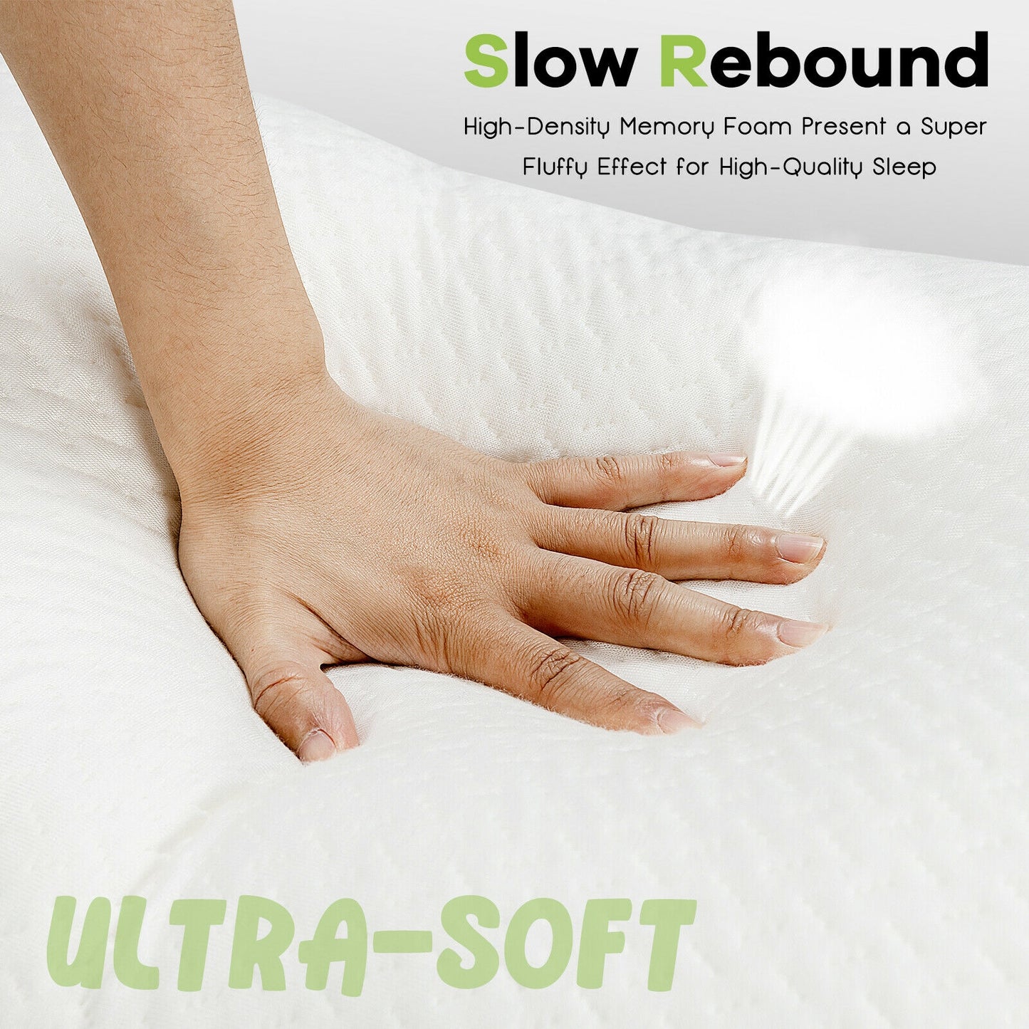 Set of 2 28 x18 Inch Shredded Memory Foam Bed Pillows with Bamboo Cooling Cover