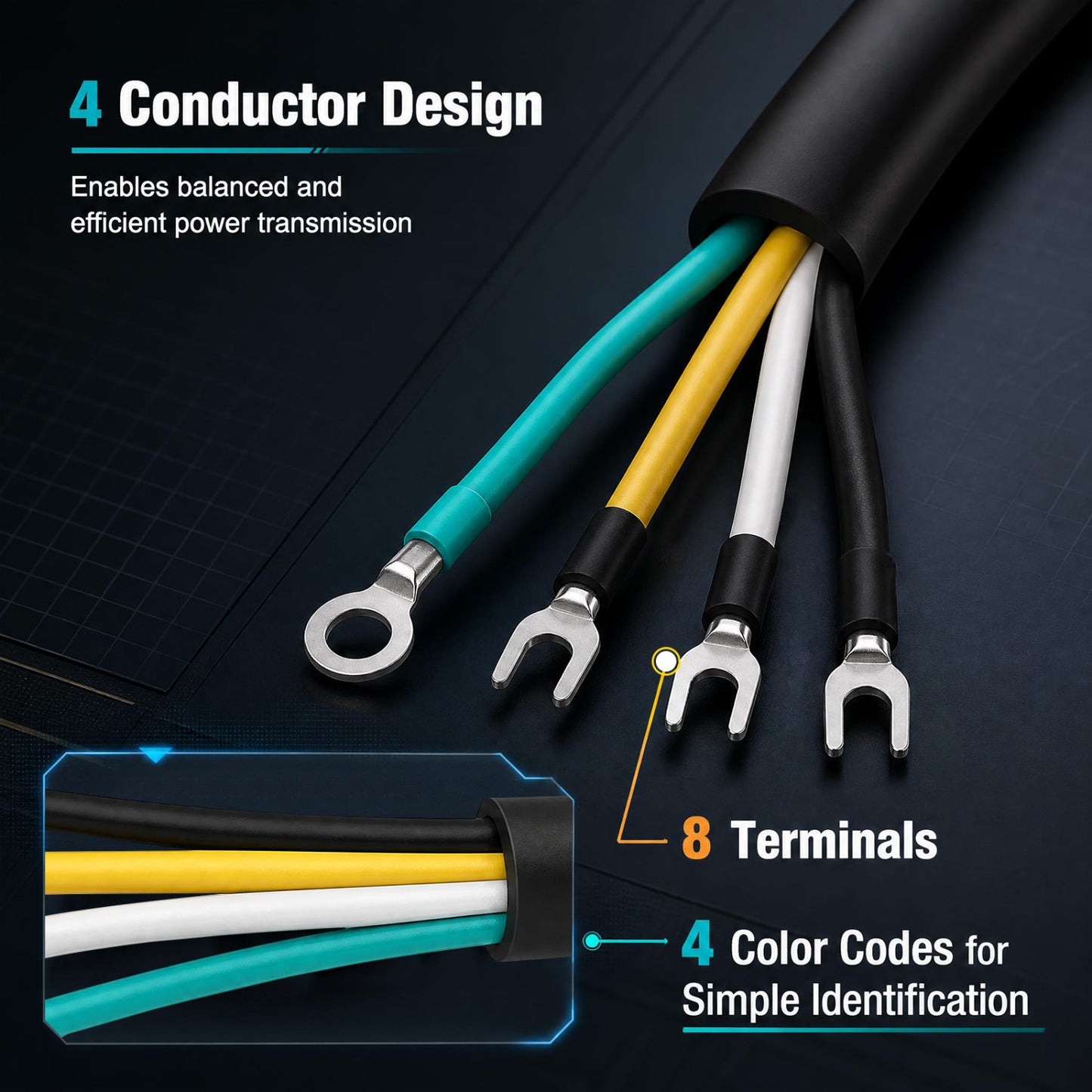19 FT 16 AWG 4 Conductor Mini Split AC Communication Wire