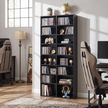 16 Compartment CD Storage Unit with Adjustable Shelves 54"