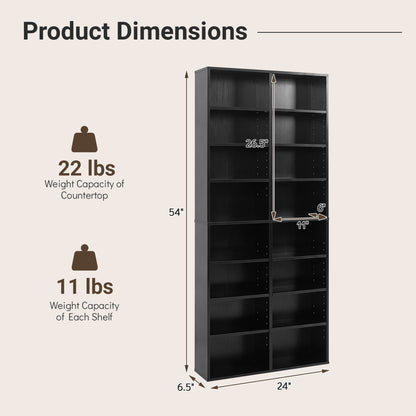 16 Compartment CD Storage Unit with Adjustable Shelves 54"