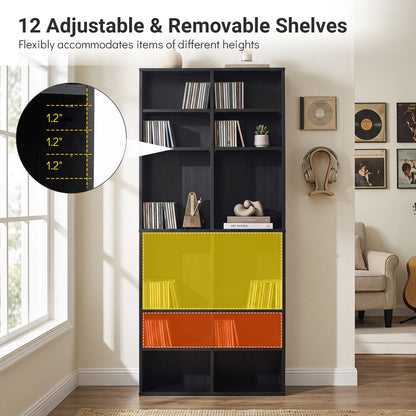 16 Compartment CD Storage Unit with Adjustable Shelves 54"