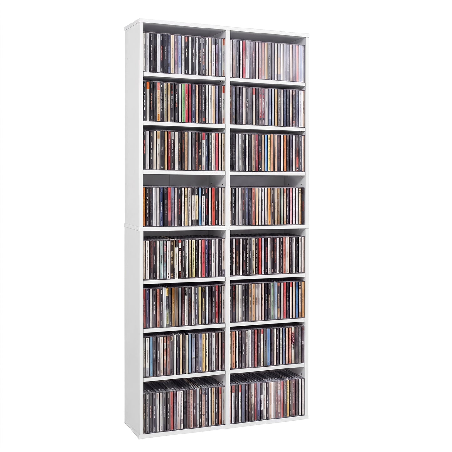 16 Compartment CD Storage Unit with Adjustable Shelves 54"