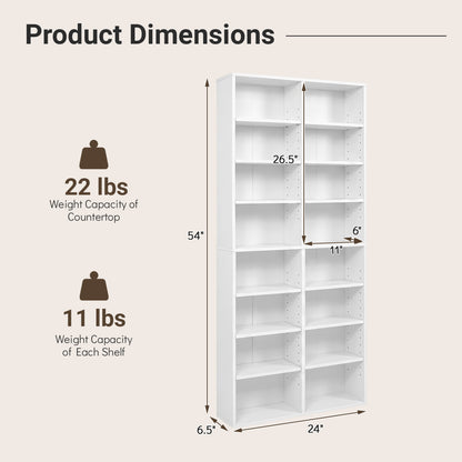 16 Compartment CD Storage Unit with Adjustable Shelves 54"