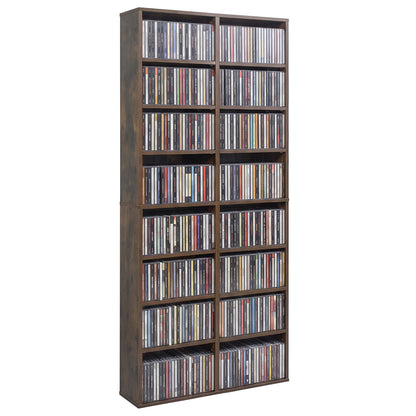 16 Compartment CD Storage Unit with Adjustable Shelves 54"