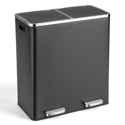 16 Gallon Dual Step Trash Can-Black - Black