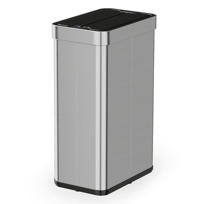 16 Gallon Trash Can with Wing Lids for Bedroom Bathroom Kitchen-Silver