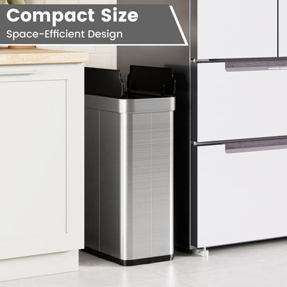 16 Gallon Trash Can with Wing Lids for Bedroom Bathroom Kitchen-Silver
