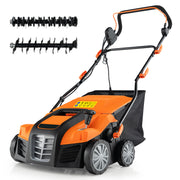 16-Inch Electric Lawn Dethatcher and Scarifier with Collection Bag-Orange