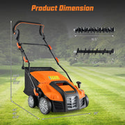 16-Inch Electric Lawn Dethatcher and Scarifier with Collection Bag-Orange