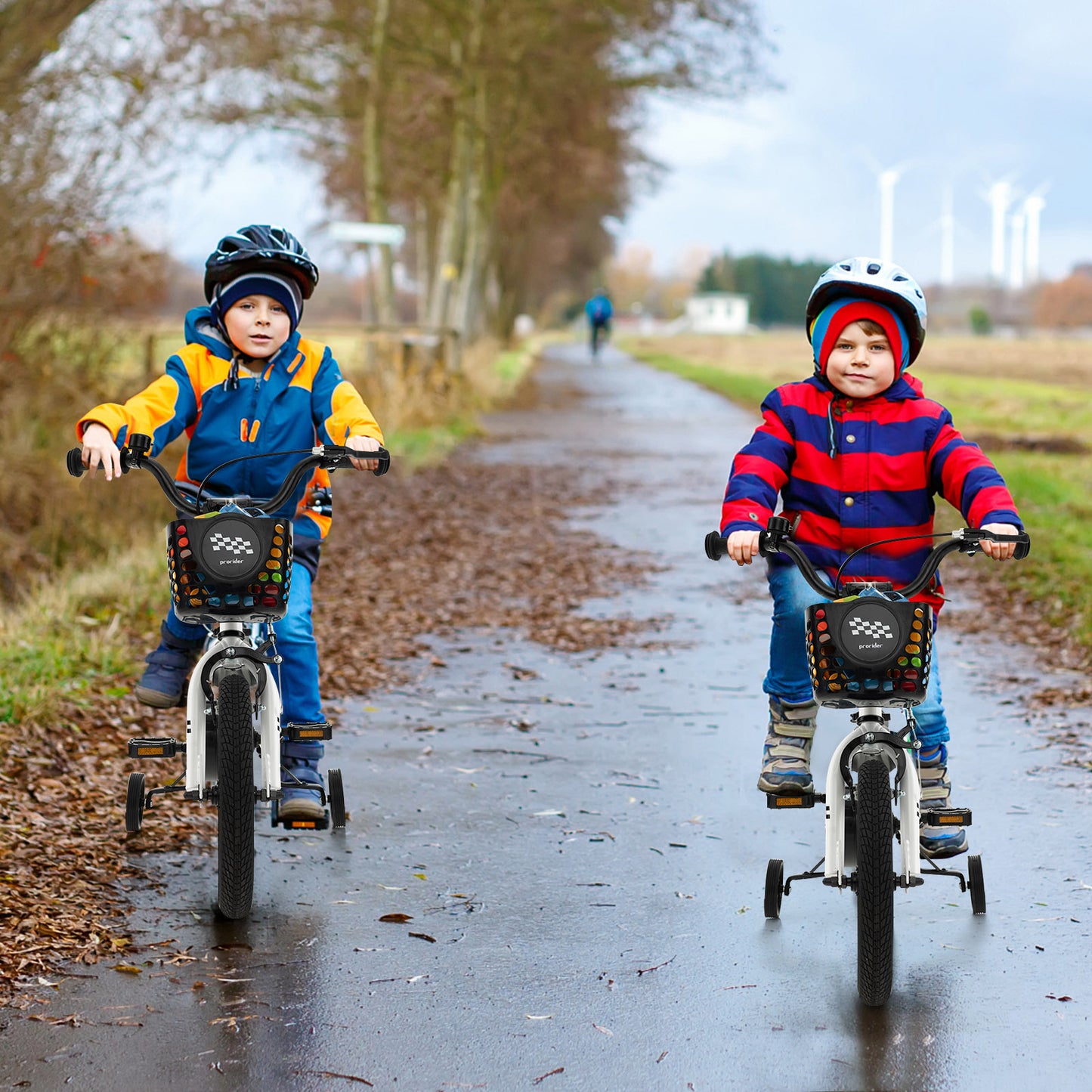 16 Inch Kids Bike with Removable Training Wheels-Blue - Black & White