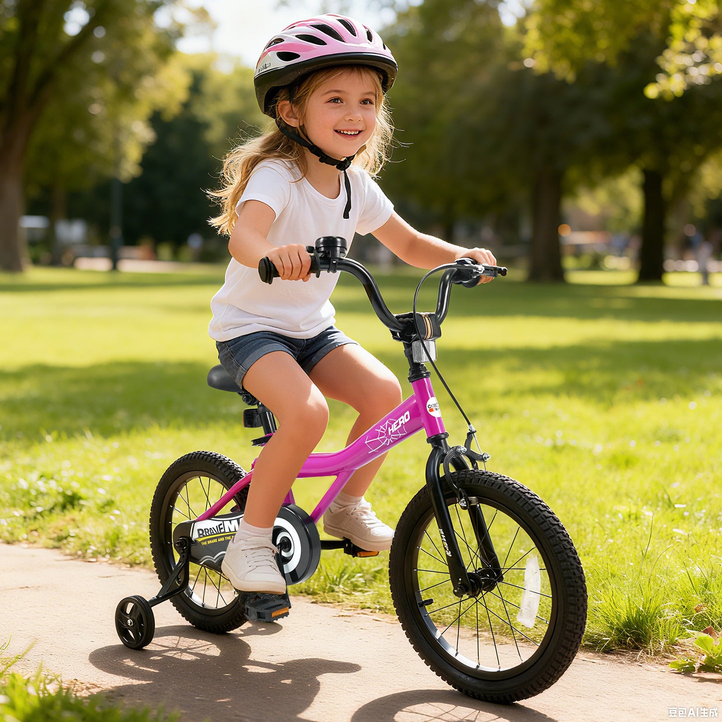 Kids Bike 14-Inch with Removable Training Wheels Pink
