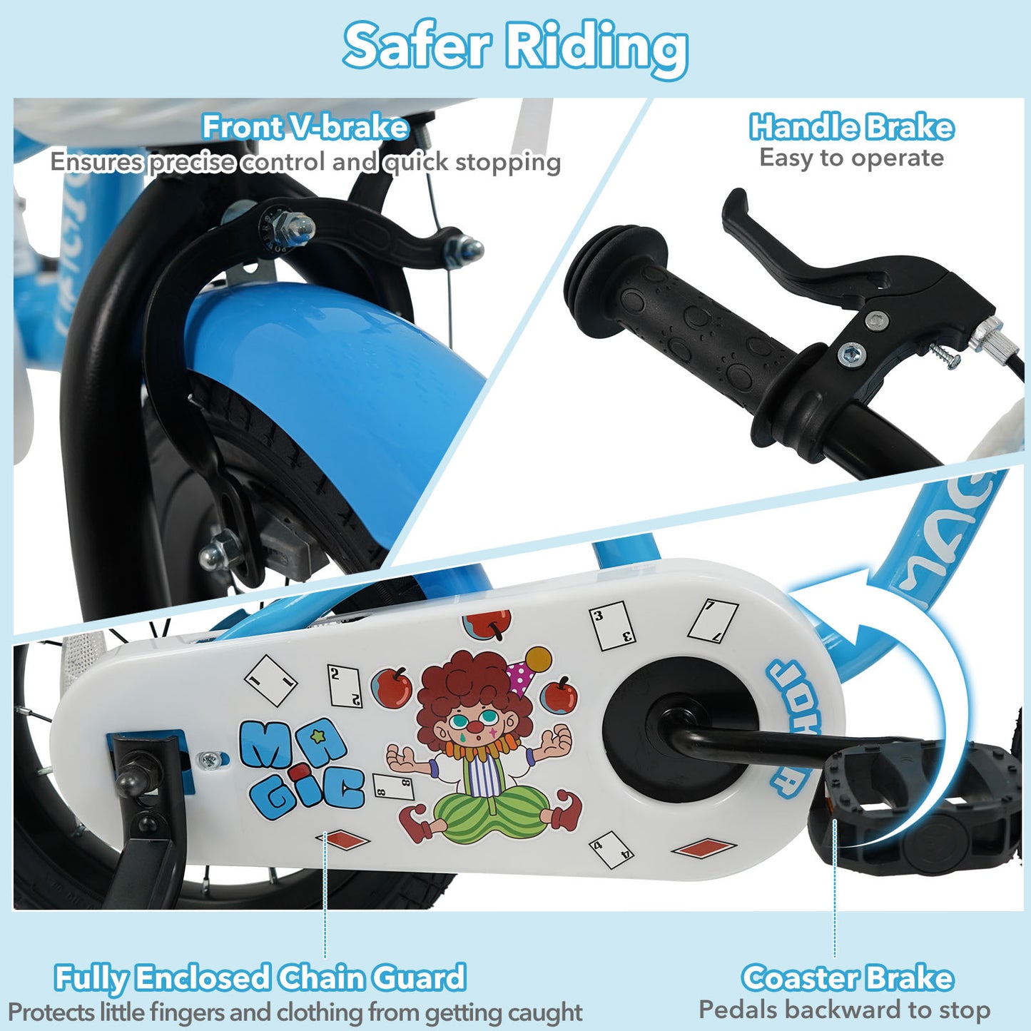 16 Inch Kids Bike with Training Wheels and Basket Navy Color