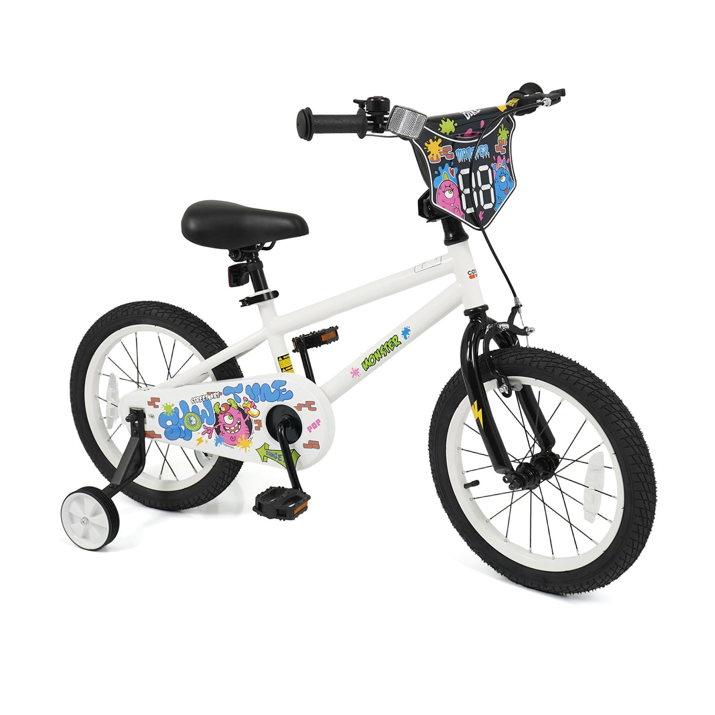 Kids Bike with Training Wheels 12-18 Inch White