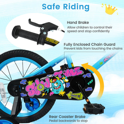 Kids Bike 16 Inch with Training Wheels Ages 4-7